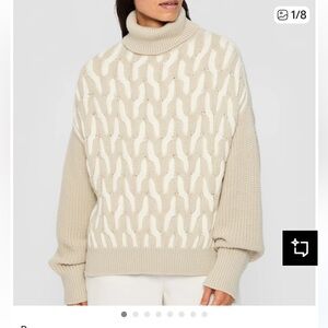 Hugo Boss Chunky Gray and Cream Turtleneck Sweater
